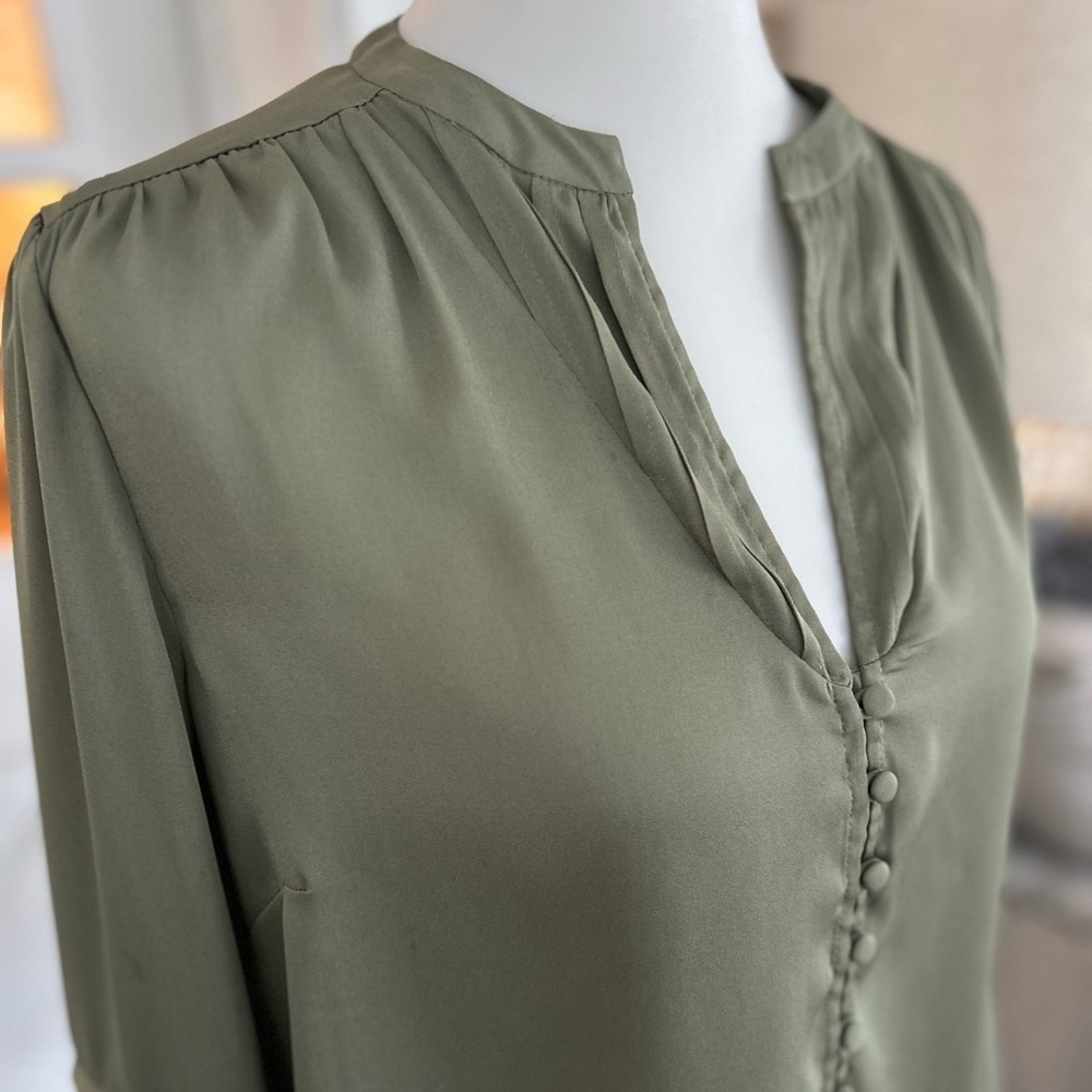 Soft Surroundings Button Front Ruffle Long Sleeve… - image 3